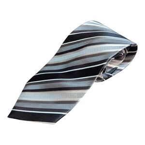silk Elegant Black and Gray Striped Tie